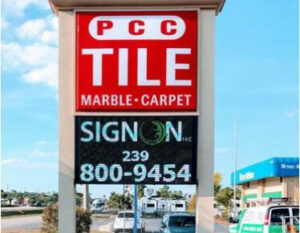 PCC Tile red monument sign