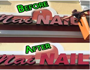 Before and after 3D letter installation