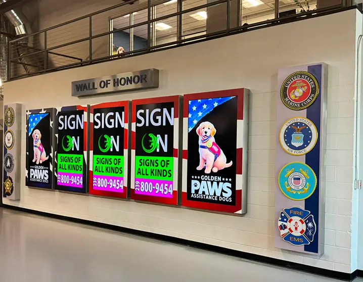 Interior wall digital sign boards