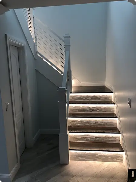 White LED lights in the stairwell
