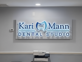 Halo-Lit Acrylic-Backed Interior Channel Letters on Sign Backer. Dental Sign - Cape Coral, FL